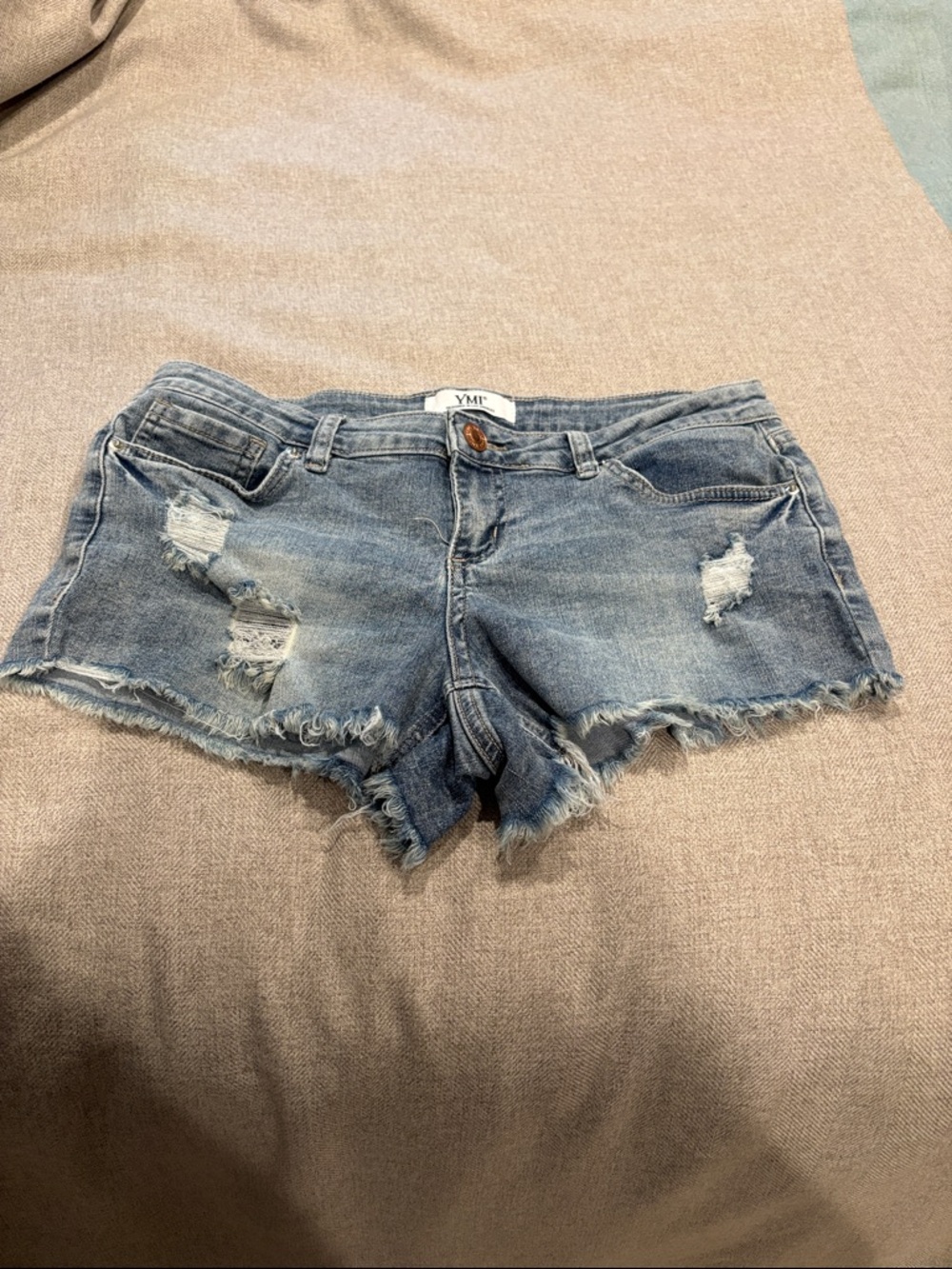 YMI Women’s Light Blue Distressed Denim Cutoff Shorts